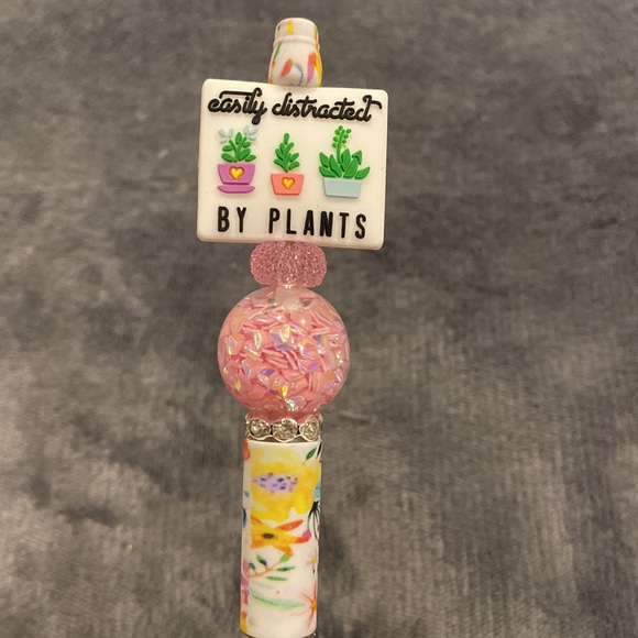 Pink Floral Pen Easily Distracts by Plants Writing Gift Plant Mom Gardener - Picture 2 of 2